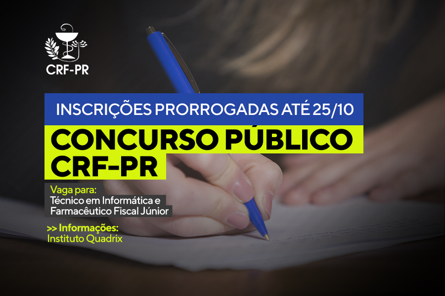 PRORROGADA AS INSCRIÇÕES PARA o concurso público de Farmacêutico Fiscal Junior e Técnico em Informática