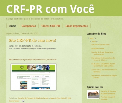 Blog do CRF-PR – Mais um canal de comunicação com o Farmacêutico!